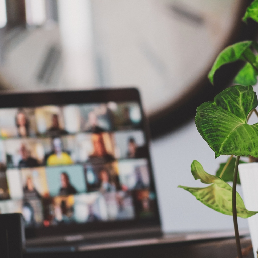 An out-of-focus Zoom call with 20+ participants